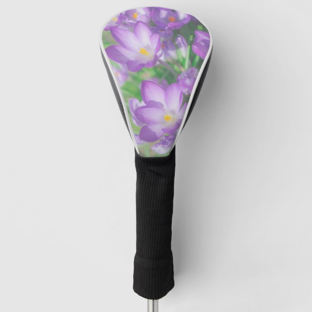 Funda Para Palo De Golf Naturaleza Púrpura Púrpura Pastel Crocus Flores Fl (Anverso)