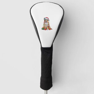 Funda Para Palo De Golf Navidad iluminando Santa Hat Pastor inglés Chris