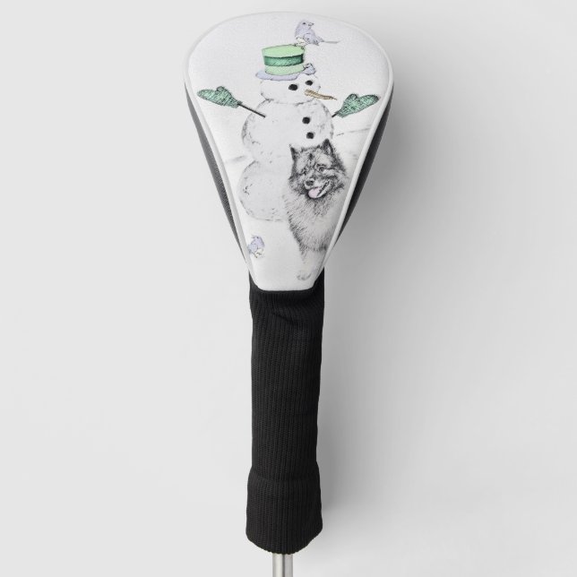 Funda Para Palo De Golf Navidades de Keeshond Snowman pinta arte de perro (Anverso)