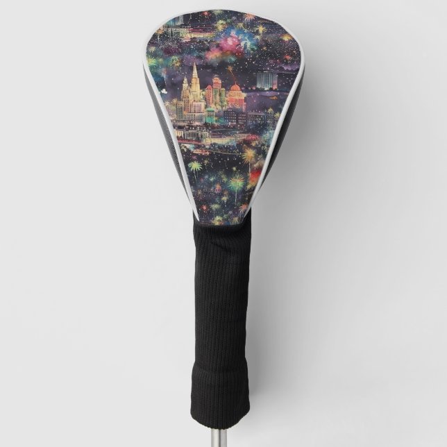 Funda Para Palo De Golf Navidades de Las Vegas y Año Nuevo en acuarelas (Anverso)