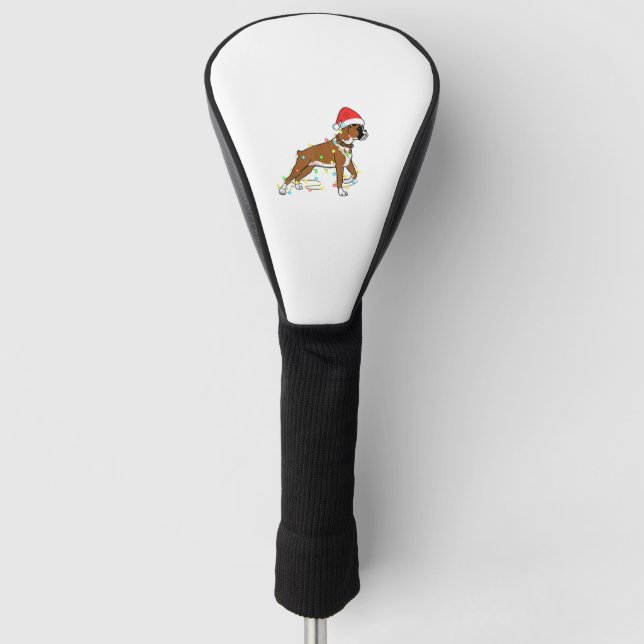 Funda Para Palo De Golf Navidades iluminan obsequio de boxeo de perro de m (Anverso)