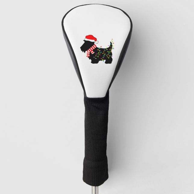 Funda Para Palo De Golf Navidades Perro escocés con luces (Anverso)