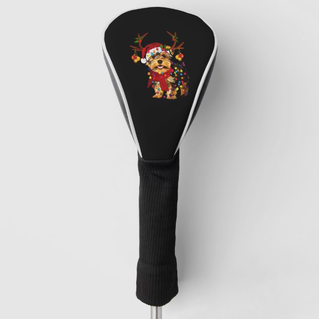 Funda Para Palo De Golf Navidades Reindeer Yorkie (Anverso)