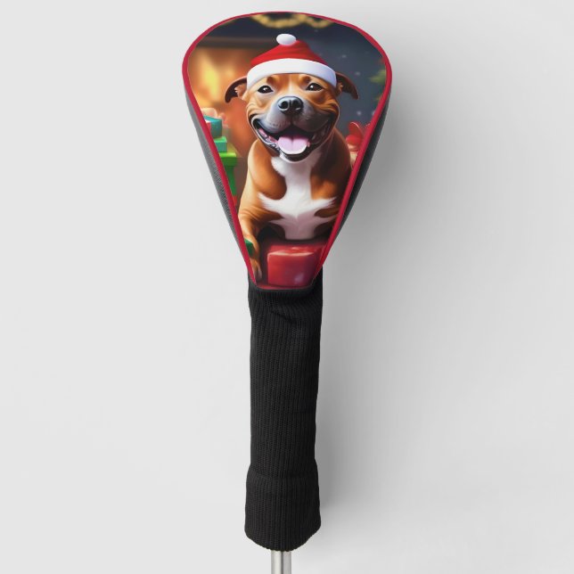 Funda Para Palo De Golf Navidades Staffordshire Bull Terrier, (Anverso)