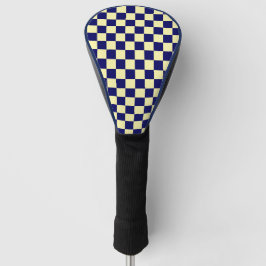 Funda Para Palo De Golf Navy Blue and Yellow Checkerboard Pattern