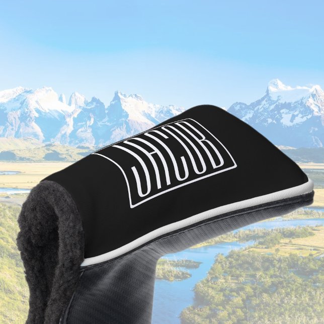 Funda Para Palo De Golf Negrita y moderna tu nombre o palabra | Blanco sob (Subido por el creador)