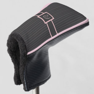 Funda Para Palo De Golf Negro con la cubierta de putter de pinzas rosadas