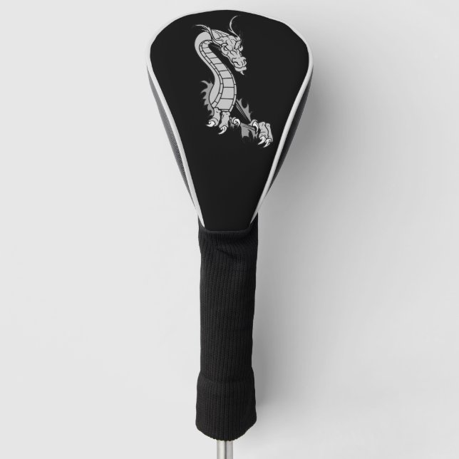Funda Para Palo De Golf negro de diseño de dragón (Anverso)