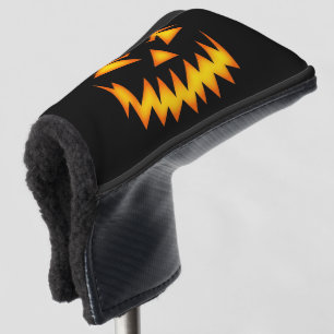Funda Para Palo De Golf Negro y calabaza asustadiza anaranjada Halloween