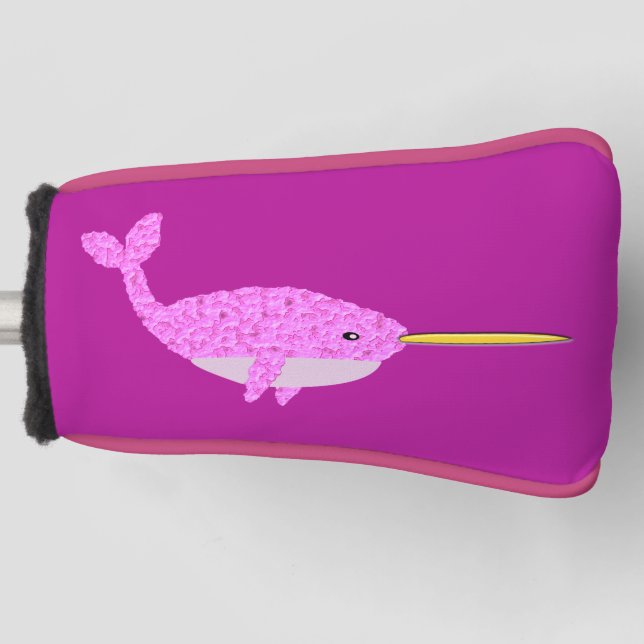 Funda Para Palo De Golf Niña Rosa bonito Narwhal (Anverso)