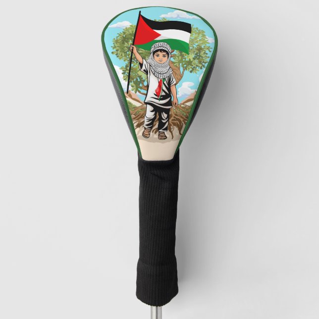 Funda Para Palo De Golf Niño con bandera palestina de Keffiyeh y olivo (Anverso)