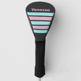 Funda Para Palo De Golf Noche Retro Prisma a través de rayas con nombre