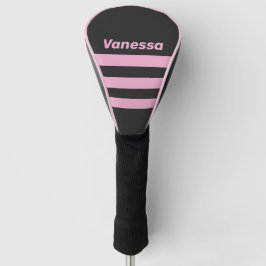 Funda Para Palo De Golf Noche Rosa Retro con Franjas en Tres con Nombre