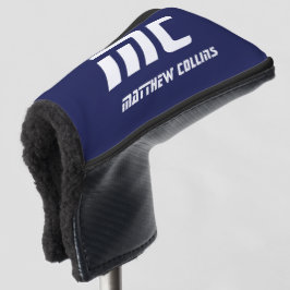 Funda Para Palo De Golf Nombre Blanco Minimalista Monograma Azul Moderno S