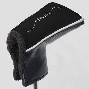 Funda Para Palo De Golf Nombre con firma elegante en curva y clase en negr