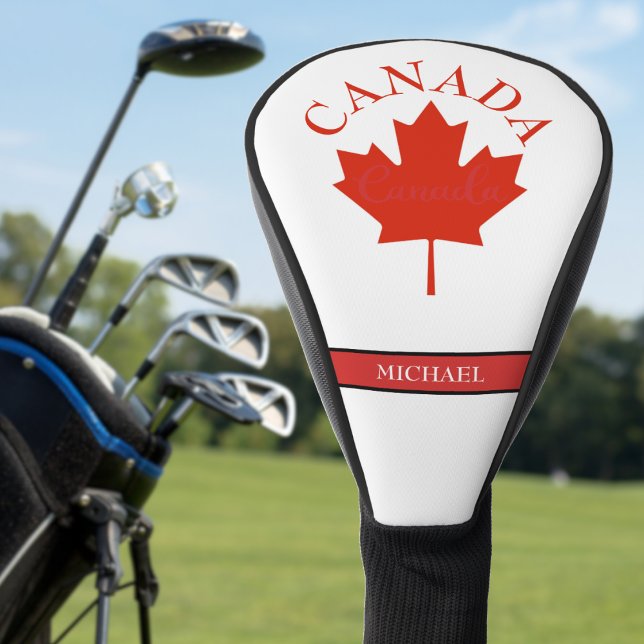 Funda Para Palo De Golf Nombre de bandera canadiense rojo y blanco (Canada Canadian flag maple leaf golf head cover)
