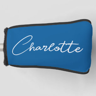 Funda Para Palo De Golf Nombre de Caligrafía de Letra Moderna Simple Azul