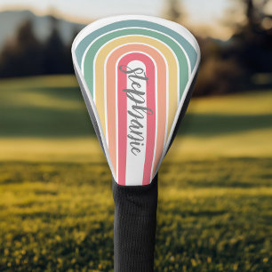Funda Para Palo De Golf Nombre de guión de color arco de línea retro paste