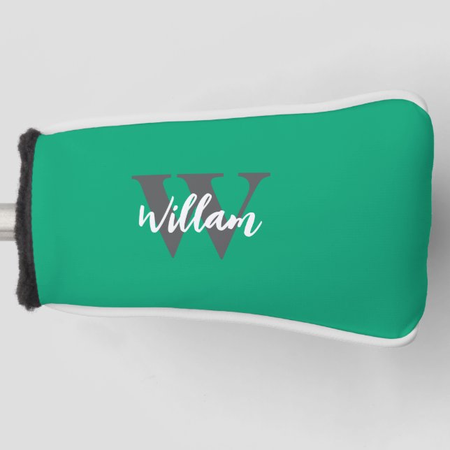 Funda Para Palo De Golf Nombre de guión de monograma elegante (Anverso)