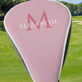 Funda Para Palo De Golf Nombre de Inicial de Monograma Personalizado Rosa