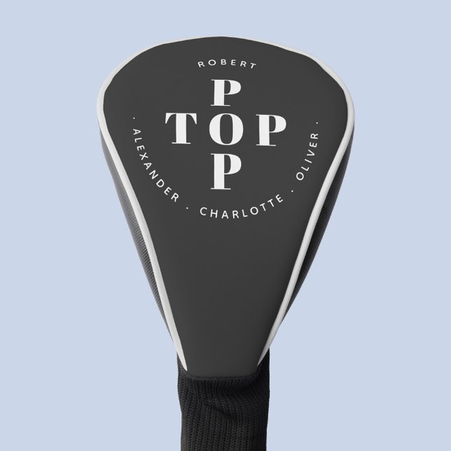 Funda Para Palo De Golf Nombre de la familia personalizada del padre pop s (Top Pop father dad personalized dad and child name golf head cover)