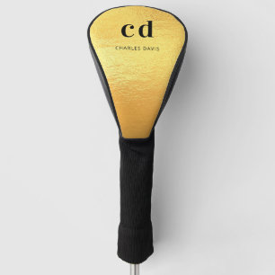 Funda Para Palo De Golf Nombre de las iniciales del monograma metalizado d