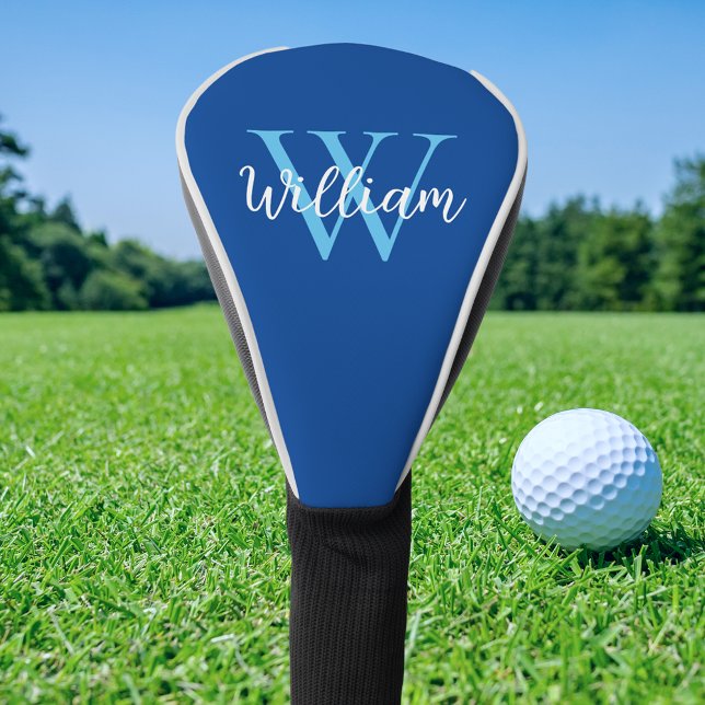 Funda Para Palo De Golf Nombre de monograma azul personalizado (Subido por el creador)
