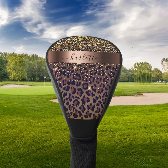 Funda Para Palo De Golf Nombre de monograma de bronce negro negro de patró (Subido por el creador)