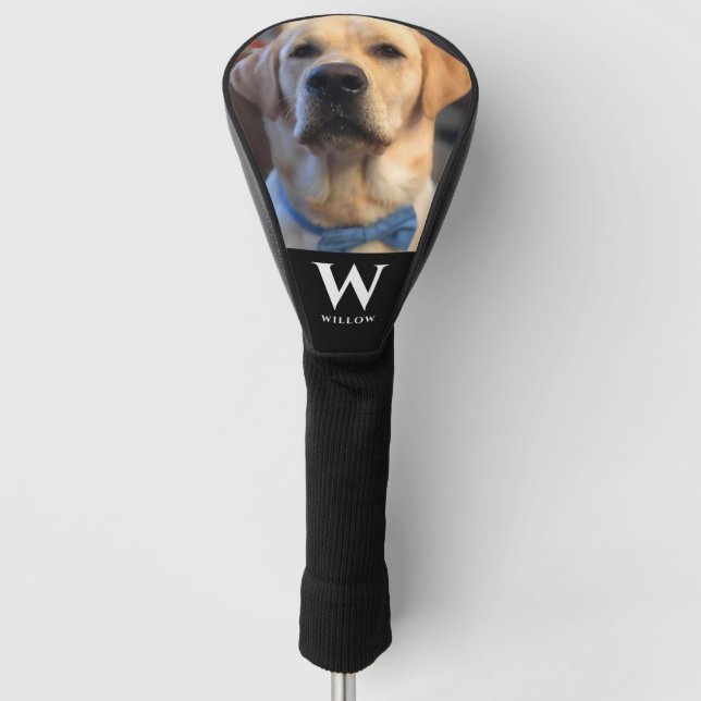 Funda Para Palo De Golf Nombre de monograma de fotografía de perro Mascota (Anverso)