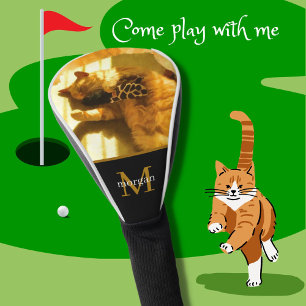 Funda Para Palo De Golf Nombre de monograma de fotografía mascota o famil
