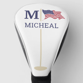 Funda Para Palo De Golf Nombre de monograma de la bandera americana