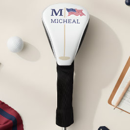 Funda Para Palo De Golf Nombre de monograma de la bandera americana