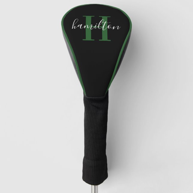 Funda Para Palo De Golf Nombre de monograma de Personalizado verde elegant (Anverso)