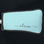 Funda Para Palo De Golf Nombre de Monograma del Guión Azul Verde azulado M<br><div class="desc">Cubierta del putter de golf Aqua Blue Verde azulado Simple Script Monograma Nombre. Esto hace que el dulce perfecto cumpleaños 16,  boda,  ducha de novia,  aniversario,  ducha de bebé o fiesta de soltera sea regalo para alguien que ama el lujo glam y los estilos de moda.</div>