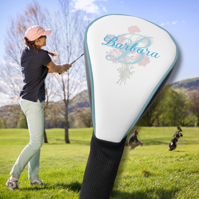 Funda Para Palo De Golf Nombre de Monograma Floral Elegante Personalizado (Subido por el creador)