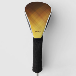 Funda Para Palo De Golf Nombre de monograma marrón amarillo moderno