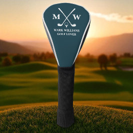 Funda Para Palo De Golf Nombre de monograma negro personalizado Navío de a