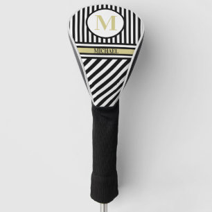 Funda Para Palo De Golf Nombre de monograma personalizado Bandas blancas n
