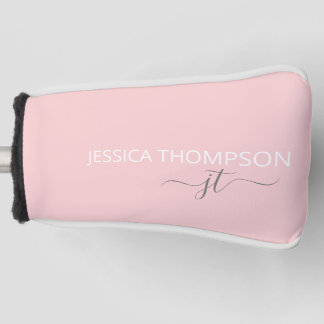 Funda Para Palo De Golf Nombre de monograma personalizado femenino rosa cl