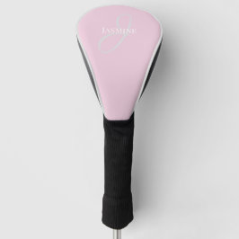 Funda Para Palo De Golf Nombre de Monograma Rosa Claro Blanco Elegante Fem