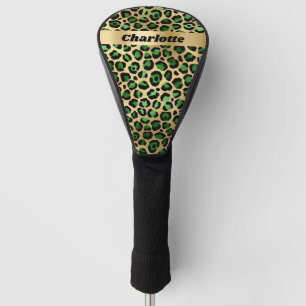 Funda Para Palo De Golf Nombre de patrón de chita de oro verde leopardo