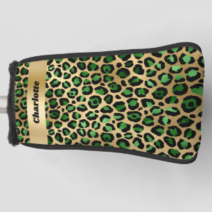 Funda Para Palo De Golf Nombre de patrón de chita de oro verde leopardo