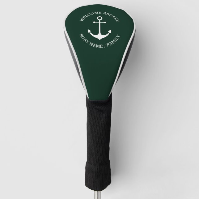 Funda Para Palo De Golf Nombre del barco personalizado Bienvenido Aboard a (Anverso)