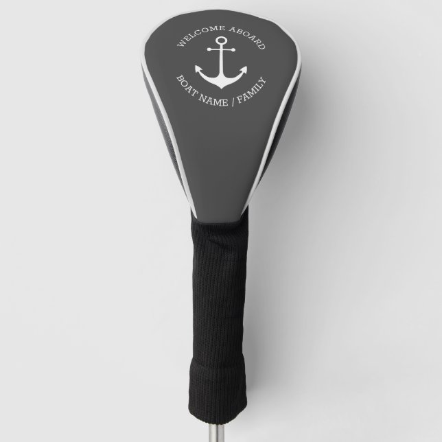 Funda Para Palo De Golf Nombre del barco personalizado Bienvenido Aboard a (Anverso)