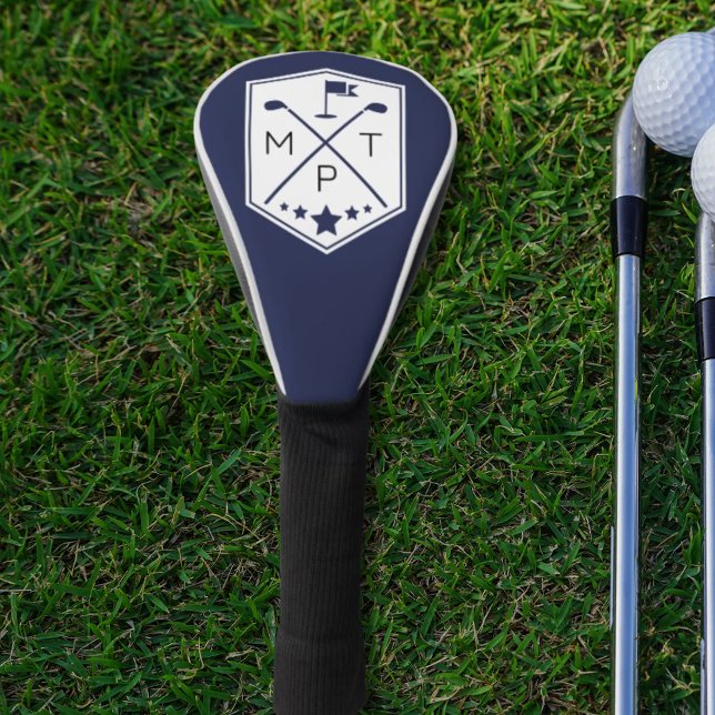 Funda Para Palo De Golf Nombre del club de golf Navy Blue Monogram Persona (Subido por el creador)