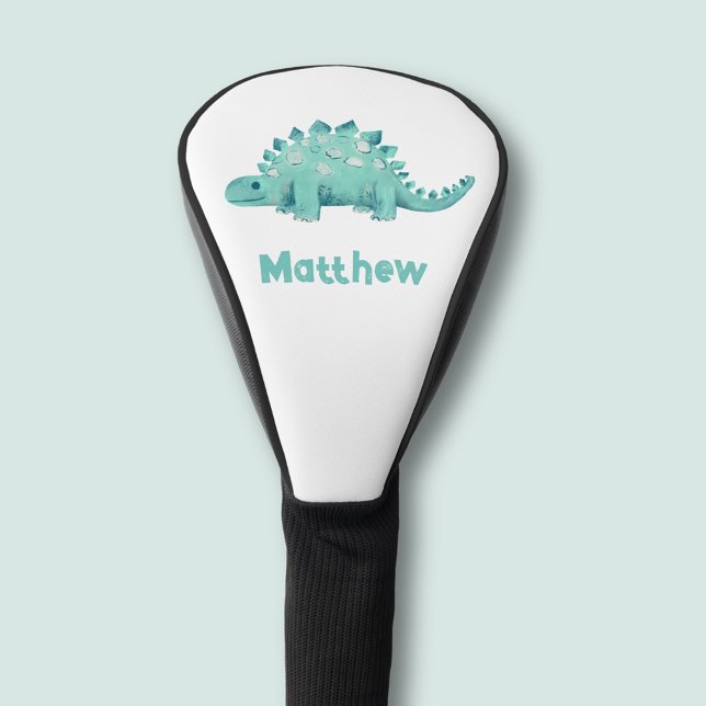 Funda Para Palo De Golf Nombre del estegosaurio de dinosaurio (Dinosaur golf head cover with cute stegosaurus design. Personalize with you your own name or text.)
