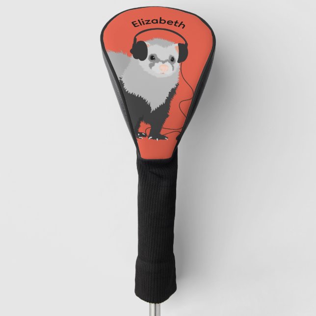 Funda Para Palo De Golf Nombre del Ferret del amante de la música (Anverso)