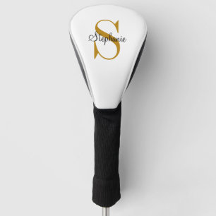 Funda Para Palo De Golf Nombre del Monograma de Oro Personalizado Responsa