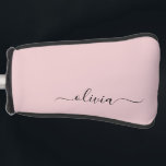 Funda Para Palo De Golf Nombre del Monograma de Rubor Dusty Pink Moderne S<br><div class="desc">Cubierta del putter de golf con el nombre simple del monograma del guión rosado del Rubor Dusty. Esto hace que el dulce perfecto cumpleaños 16, boda, ducha de novia, aniversario, ducha de bebé o fiesta de soltera sea regalo para alguien que ama el lujo glam y los estilos de moda....</div>