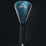 Funda Para Palo De Golf Nombre del monograma del Relieve metalizado metáli<br><div class="desc">Moderno Relieve metalizado Metálico Azul Faux Acero Inoxidable Elegante Chica Cabeza De Conductor Golf. Esta cubierta de la cabeza del controlador de golf se puede personalizar para incluir su nombre inicial y su nombre de pila. Póngase en contacto con el diseñador para obtener elementos coincidentes.</div>